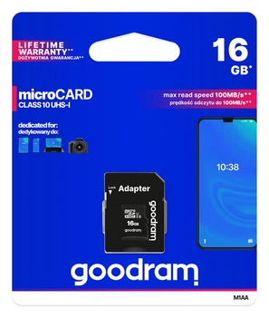 Карта памяти MicroSDHC 16GB UHS-I Class 10 Goodram + SD-adapter (M1AA-0160R12)