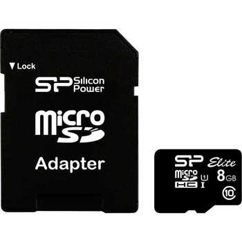Карта памяти Silicon Power 8 GB microSDHC UHS-I Elite + SD adapter SP008GBSTHBU1V10-SP