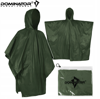 Тактический дождевик-пончо Dominator | Цвет олива | Компактный чехол в комплекте панчо дождевик | Dominator