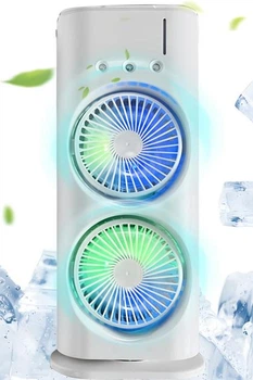 Переносний дворівневий вентилятор з охолодженням Double-Ended Spray Fan та зволоженням (білий)