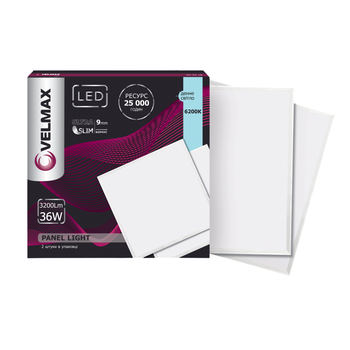 Светодиодная панель 36W VELMAX квадратная 595x595mm 6200K белая IP20 V-UPS