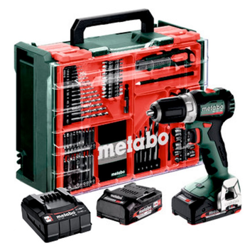 Акумуляторний безщітковий дриль-шуруповерт Metabo BS 18 L BL Set 18V 2x2Ah Li-Power, Зарядний пристрій для SC 36, Пластиковий кофр, з пересувною майстернею із 74 компонентами (613155710)