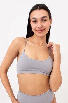 Безшовний топ в рубчик на тонких бретелях Giulia CAMI TOP RIB S/M Grey-griffin, топ в рубчик на тонких бретелях