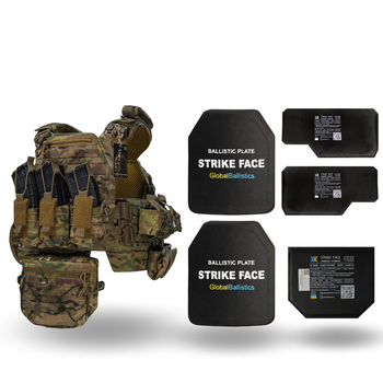 Бронежилет 6-го класу з захистом боків та паху 1 класу Warmor Gen.5 Pro MAX Мультикам з повним комплектом підсумків та тактичним рюкзаком