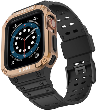 Ремінець із чохлом Hurtel Protect Strap Band для Apple Watch 42/44/45 мм Black/Rose Gold (9145576231678)