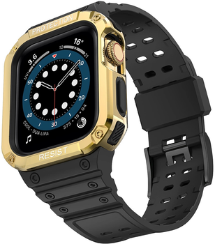 Ремінець із чохлом Hurtel Protect Strap Band для Apple Watch 42/44/45 мм Black/Gold (9145576231692)