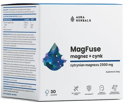 Minerały Aura Herbals MagFuse magnez cynk 30 saszetek (5902479614816)