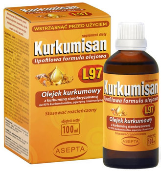 Naturalny suplement diety Asepta Kurkumisan L97 olej kurkumowy 100 ml (5904734577621)