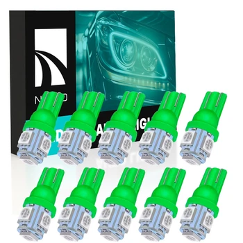 Комплект светодиодных ламп NAPO T10-5050-5smd W5W T10 цвет свечения зеленый 10 шт