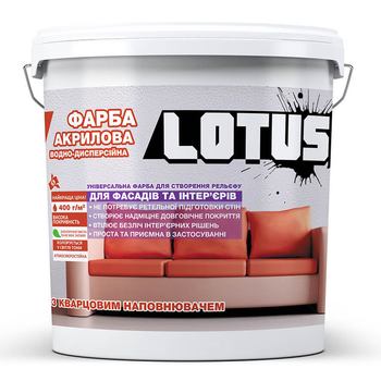 Краска декоративная рельефная акриловая Lotus СТРУКТУРНАЯ 14 кг Белый