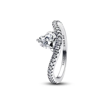 Серебряное кольцо Pandora Волна с сердцем 193661C01 54
