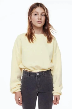Укорочений жовтий світшот на флісі H&M для дівчинки 134-140 см (8-10Y)