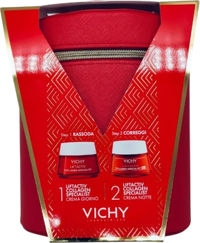 Zestaw do pielęgnacji twarzy Vichy Liftactiv Collagen Specialist Krem do twarzy na dzień 50 ml + Krem do twarzy na noc 50 ml + Kosmetyczka (8054800488447)