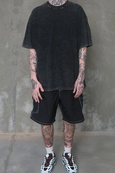 Чоловіча Виварена Оверсайз Футболка Without Washed L/XL Black
