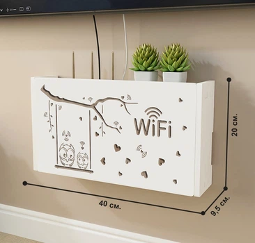Настінна коробка для роутера Wi-Fi Полка 40*20,5*10 см Сови