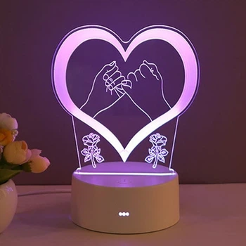 Настольный сенсорный 3D ночник LED светильник Creative Lamps 3D UKC 7 цветов Сердце влюбленных (008q)