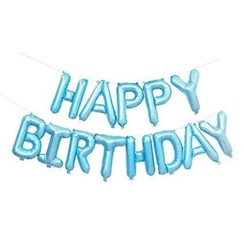 Фольгований напис HAPPY BIRTHDAY ніжно-блакитний, 40см