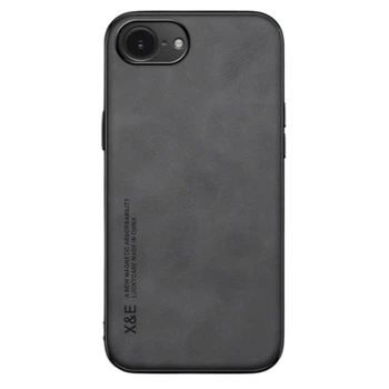 Кожаный чехол - накладка X&E для iPhone 16e / iPhone 17e с металлической вставкой black