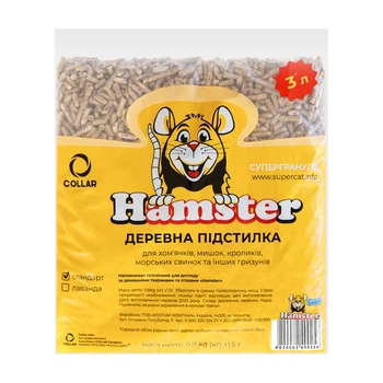 Наполнитель для грызунов SuperCat Hamster стандарт древесная подстилка 3 л (0,8 кг) супергранулы древесный впитывающий хвойные породы Артикул 3541