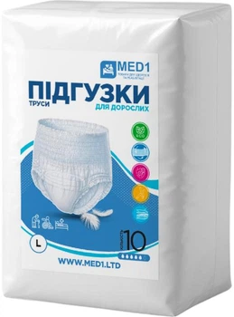 Трусы-подгузники для взрослых MED1 при недержании мочи Одноразовые Размер L 10 шт (MED1-WC02L10)