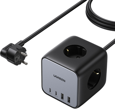 Przedłużacz Ugreen Cube 3 gniazda 4 porty USB 1.8 m Black (1216269099)