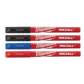 Маркери Milwaukee INKZALL 0.6 мм водостійкі, в наборі 4 шт. Чорний, Синій, Червоний (48223165)