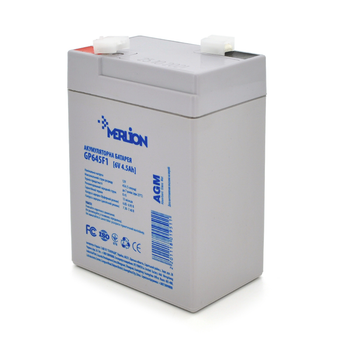 Аккумуляторная батарея MERLION AGM GP645F1 6V 4.5Ah ( 70 x 47 x 100 (105)) ,.665 kg White /2400