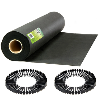 Agrowłóknina ogrodowa Plonos + 50 szpilek 1 m x 50 m 150 g/m2 Czarna (5903890611286)