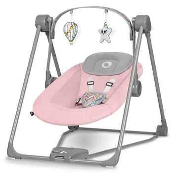 Крісло-гойдалка Lionelo OTTO PINK BABY 69 х 54 х 77 см - рожево-сіра
