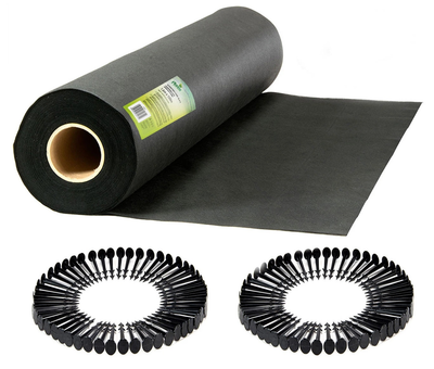 Agrowłóknina ogrodowa Plonos + 100 szpilek 1.6 m x 100 m 90 g/m2 Czarna (5903890624712)