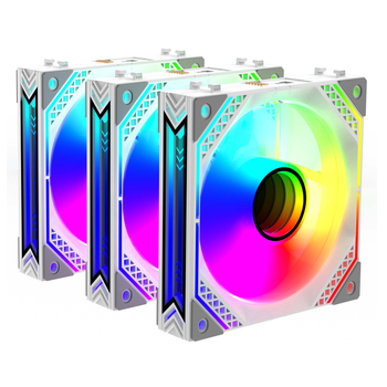 Набір корпусних вентиляторів 2E GAMING Air Cool Magic Mirror, 3 × 124 мм, ARGB-підсвічування, білий (2E-ACF120MW-ARGB)