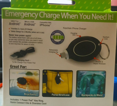 Зарядний пристрій у формі брелока Emergency Charge для телефонів, для смартфонів, для планшетів, для андроїда, для айфона, для смарт-годин
