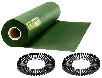 Agrowłóknina ogrodowa Plonos + 100 szpilek 1.6 m x 50 m 70 g/m2 Zielona (5903890624705)