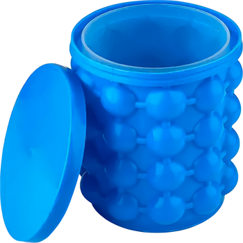 Силіконова форма для льоду UFT Icebucket 40 кубиків з кришкою і внутрішнім стаканом Синя (UFTicebucket40BL)