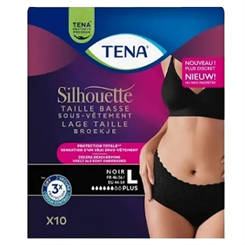 Pieluchomajtki Tena Silhouette Noir z niskim stanem L czarne 10 szt (7322542088258)