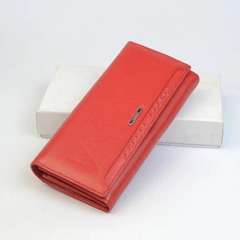 Кошелек женский кожаный классический матовый на кнопке 18,5x9x3 см Красный