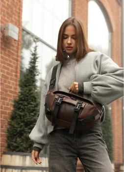 Большая женская поясная сумка бананка из экокожи SAMBAG Коричневая (868038721)