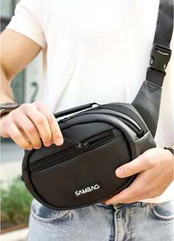 Мужская сумка через плечо из экокожи SAMBAG Черная (9530301017)