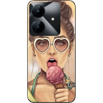 Силиконовый чехол SMTT для Realme Note 60 4G / Note 60x 4G с картинкой Девушка
