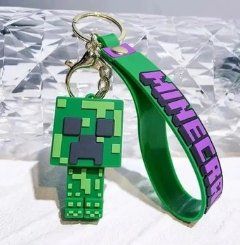 Брелок Майнкрафт резиновый объемный Крипер Minecraft Creeper 3Д на рюкзак подвеска