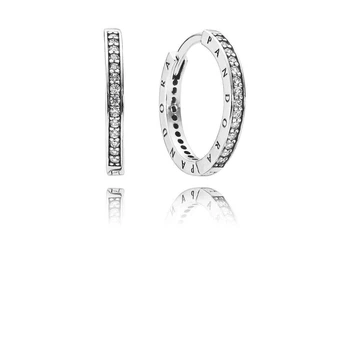 Срібні сережки Pandora з логотипом 290558CZ Пандора
