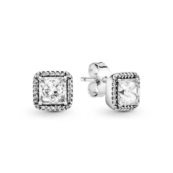 Срібні сережки Pandora Пандора квардратні 290591CZ