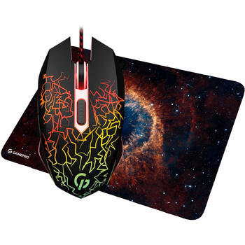Мышь проводная GamePro GS347 оптическая 800–2400dpi с подсветкой + коврик Black