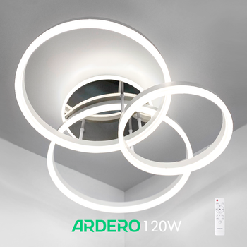 Люстра PROTEA 120W AL6173 ARD белая с хромом Ardero 3000К-6500К 7500Лм светодиодная с пультом Ø850х195мм