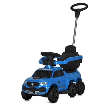 Каталка-толокар BAMBI RACER M 5900EL-4 з батьківською ручкою, м'яке сидіння екошкіра, колеса EVA, музика, світло, Синій