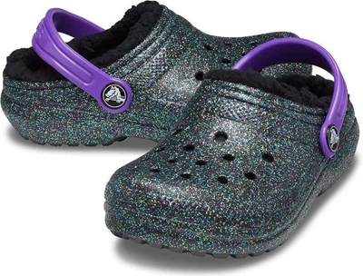 Дитячі Крокси Утеплені Crocs Classic Glitter Lined Clog Kids Starry Skies Glitter (37-38, чорний)