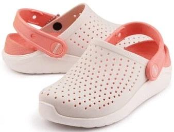 Дитячі крокси для дівчинки Crocs LiteRide Kids Clog Grey/Powder/White (34/35, пудра)