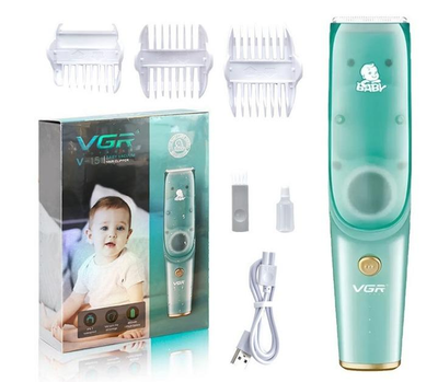 Детская машинка для стрижки VGR Baby V151, тихая, с керамическим лезвием, вакуумом и 3 насадками