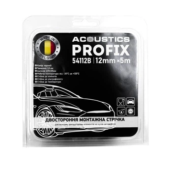 Скотч двухсторонний автомобильный Acoustics Profix 6 мм х 5 м, толщина 1,1 мм, Чёрный