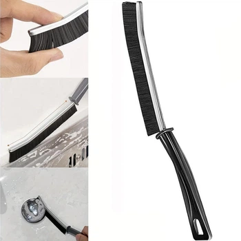 Щетка щелевая для уборки и чистки плитки, швов, кафеля, окон Gap Brush, универсальная узкая эргономичная щетка для труднодоступных мест с нейлоновой щетиной для дома, ванной комнаты, кухни и санузла Черная, AND-67-10-Black